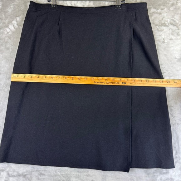Eileen Fisher Black Midi Skirt Wrap‎ Style Women's PL 90s Career Casual (1365) - Picture 8 of 10